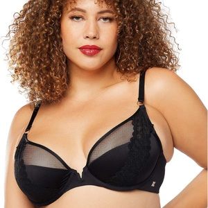 NWT SavageXFenty Savage Not Sorry Microfiber/Lace 1/2 Cup Bra -Black Caviar, 34D